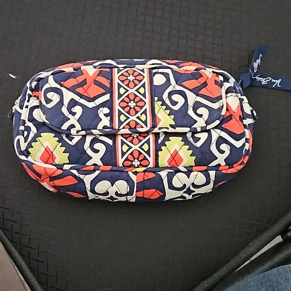 Vera Bradley makeup bag. Navy blue, white, orange and line green. Pre loved - Picture 1 of 8